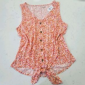 Floral Button Tie Tank
